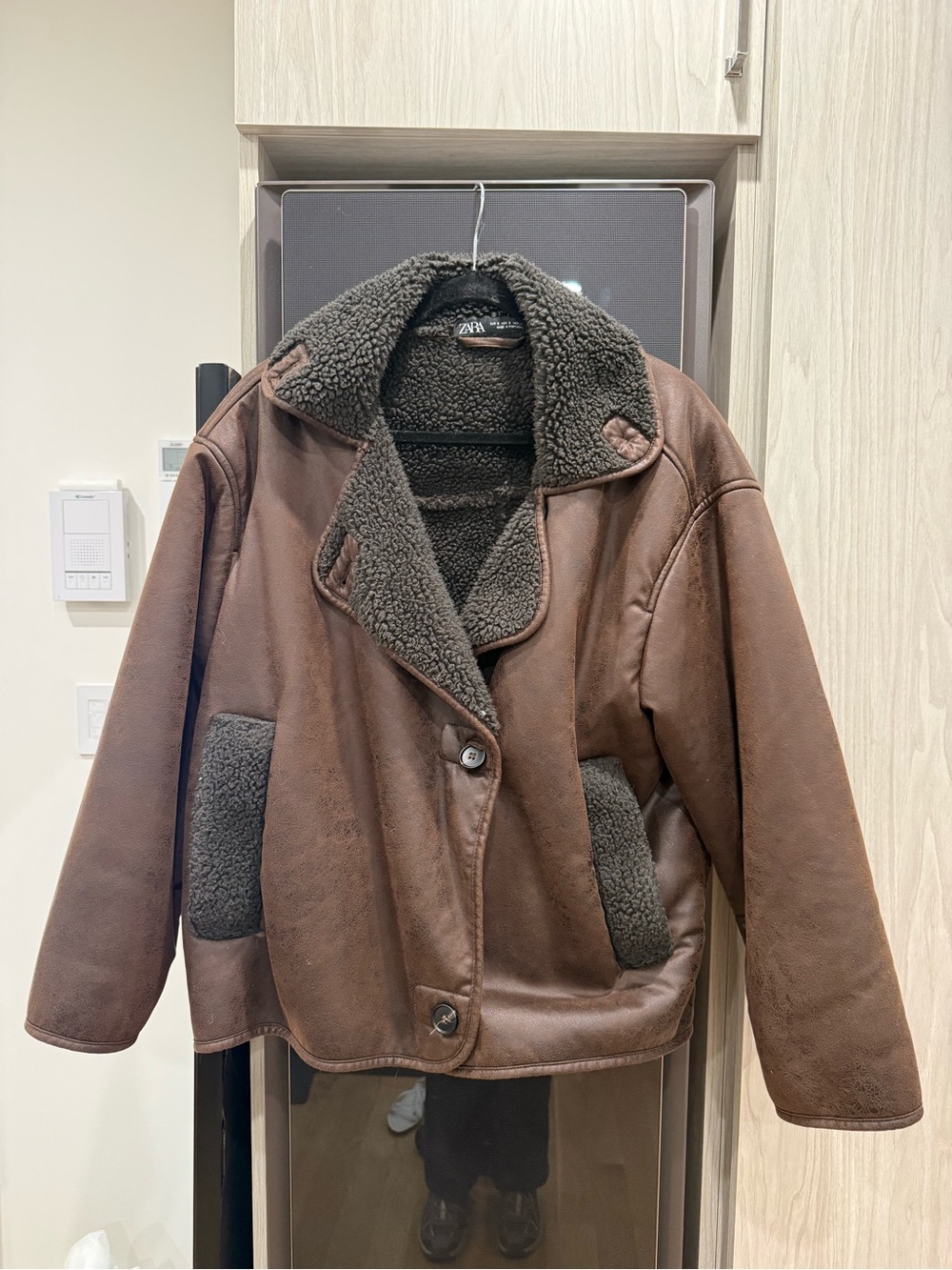 Zara Brown Shearling-Lined Jacket Sz S